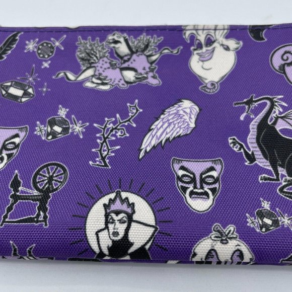 DISNEY LOUNGEFLY cosmetics case / small bag w/ ZIP TOP in PURPLE VILLAINS - VGUC - Picture 11 of 15